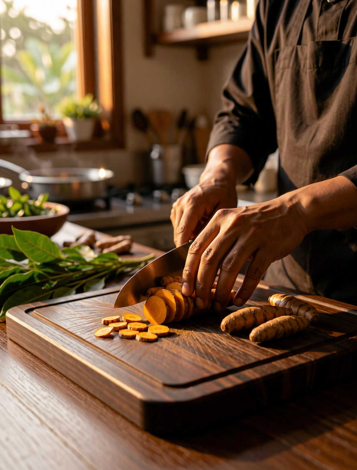 Turmeric preparation at Dapur Sehat